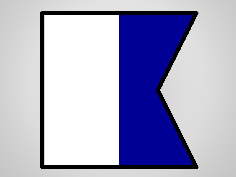 Diver with alpha dive flag