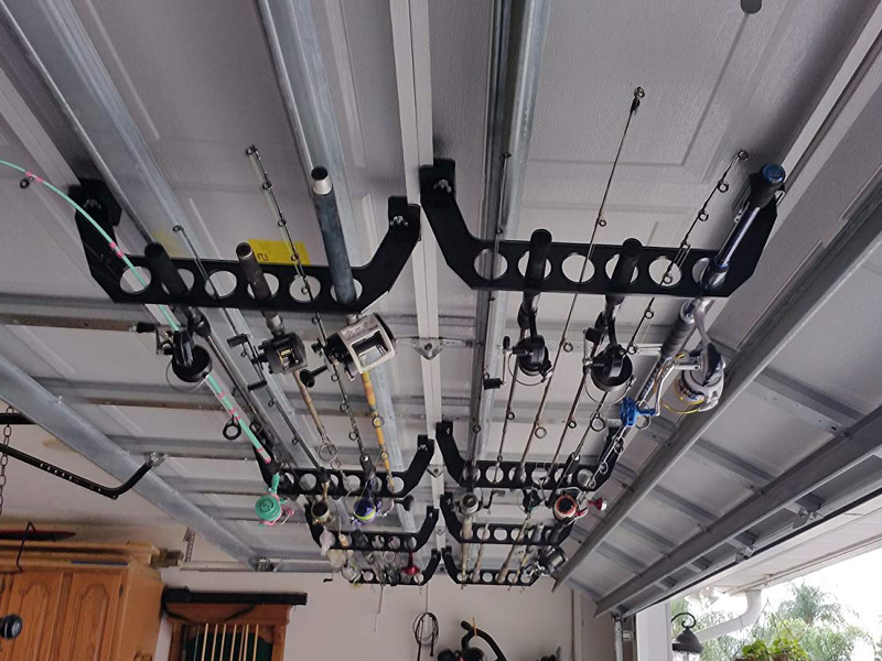 Utilize the sectional garage door space for your rods!